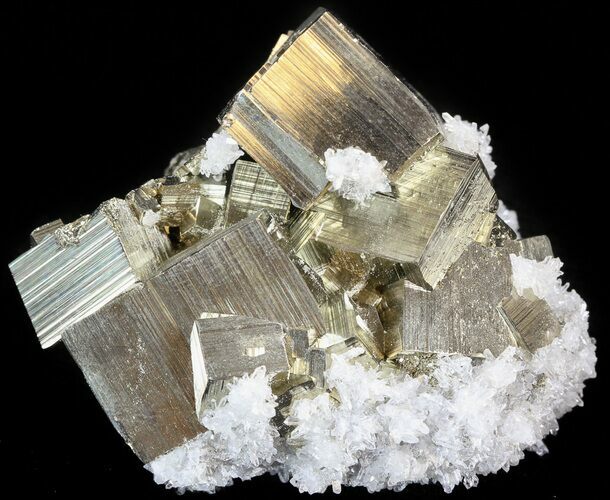 Cubic Pyrite Cluster With Quartz Crystals - Peru #44583